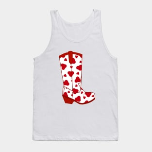 COWBOY Boot Red Cow Print Tank Top